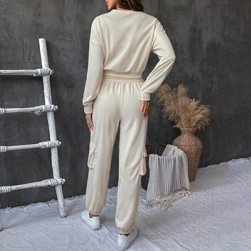 Oceania | Women's Pockets Tracksuit Set in Beige