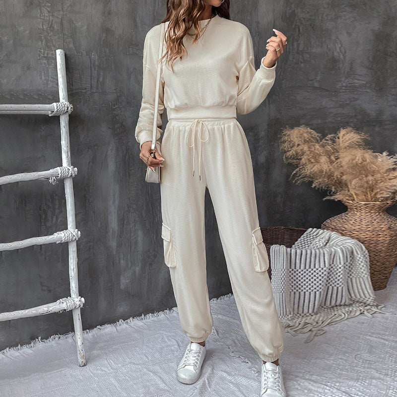 Oceania | Women's Pockets Tracksuit Set in Beige