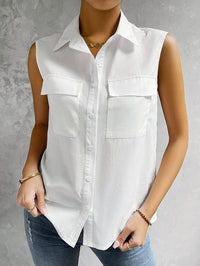 Odaline | Women's Sleeveless Blouse Top in White