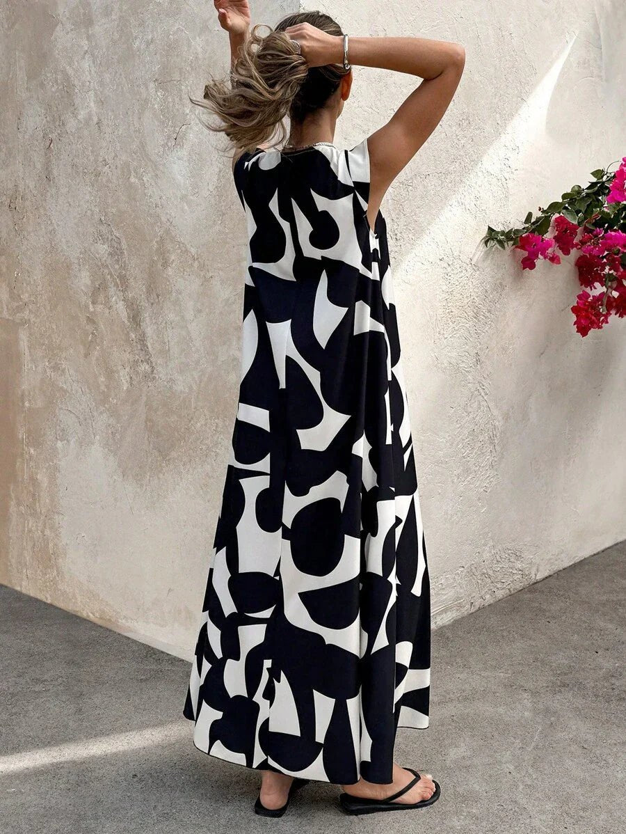 Odalys | Women's V-Neck Black Maxi Sundress