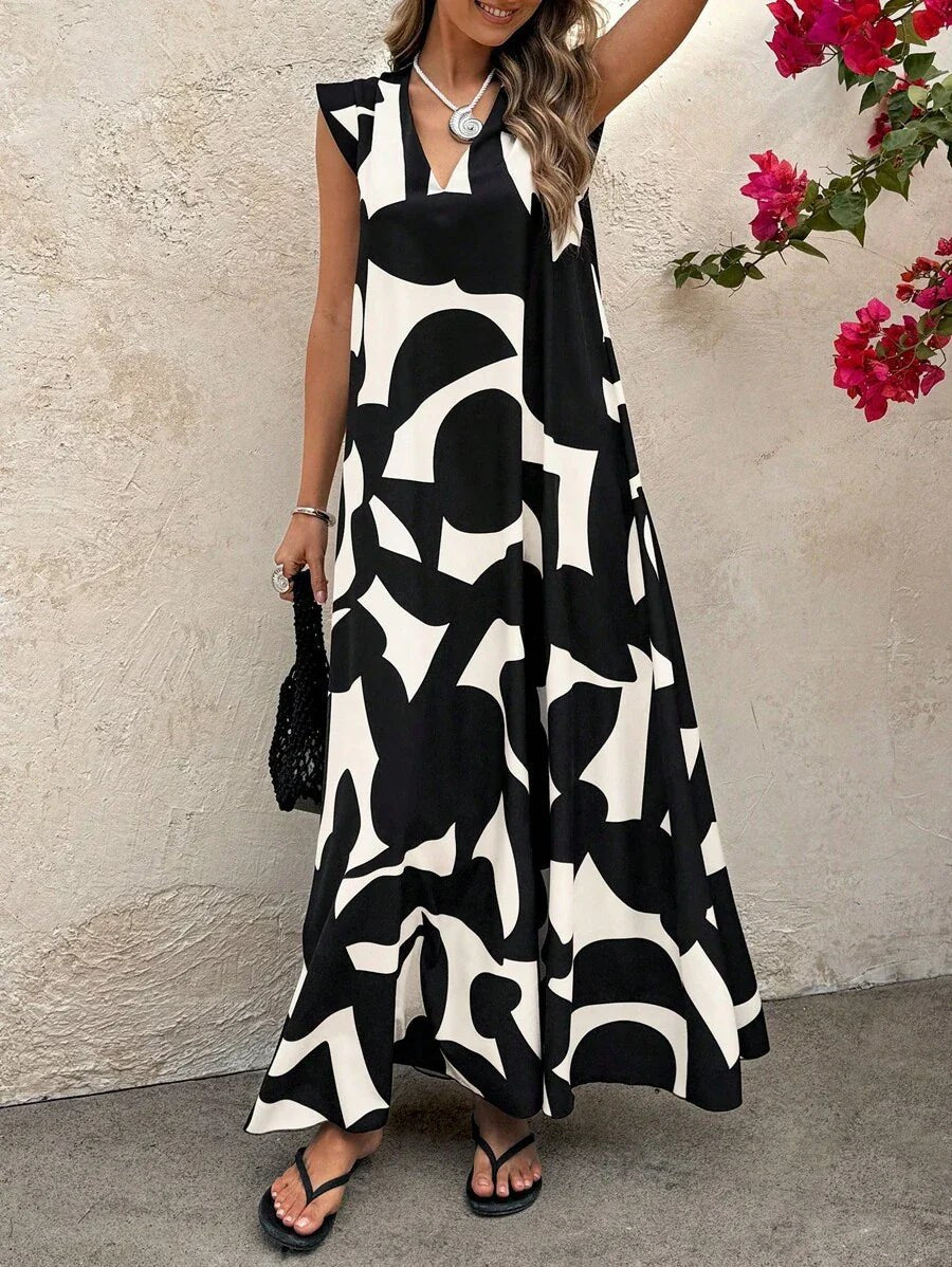 Odalys | Women's V-Neck Black Maxi Sundress