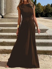 Odelina | Women's Wrap Elegant Maxi Dress in Brown