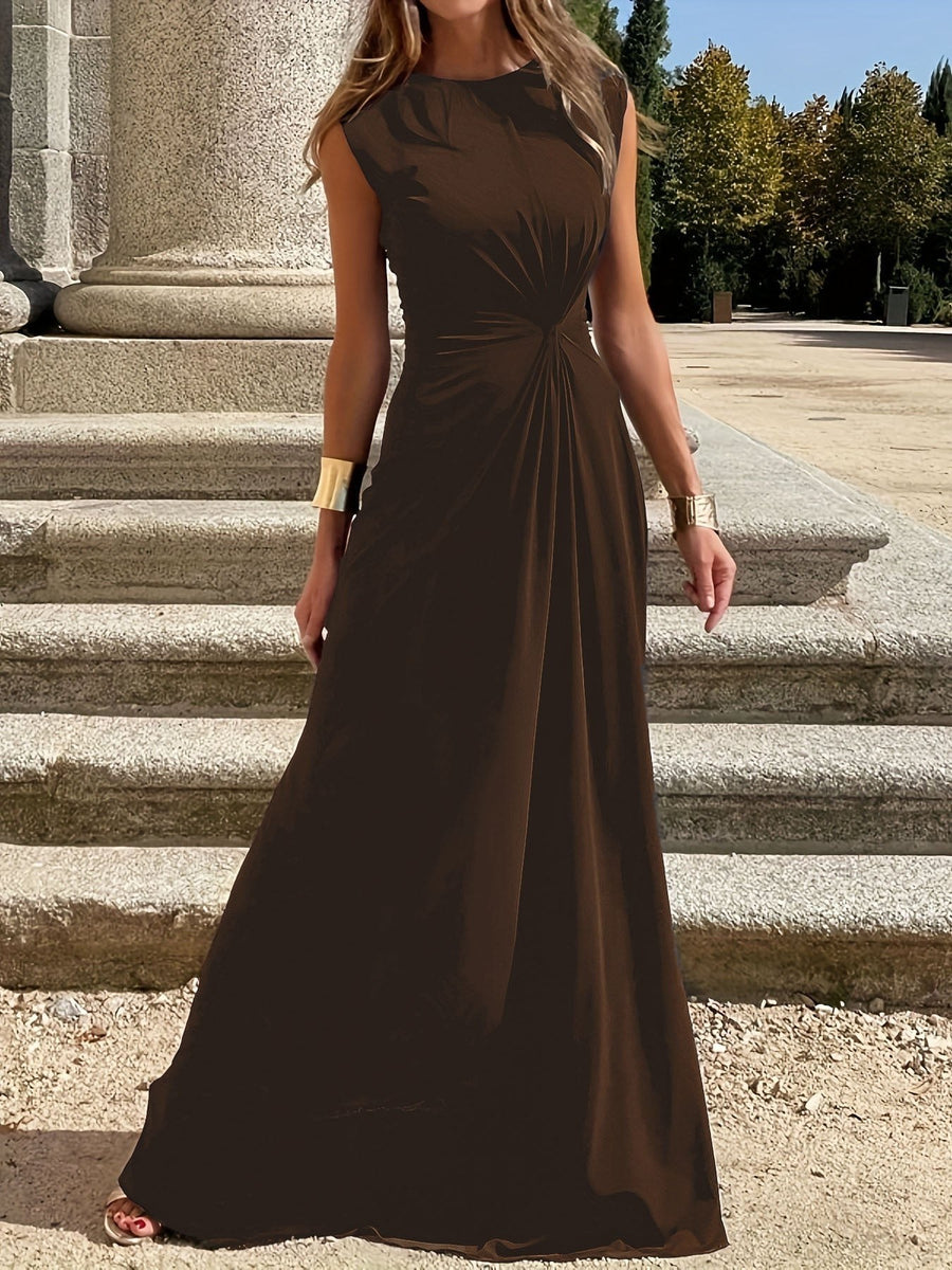 Odelina | Women's Wrap Elegant Maxi Dress in Brown