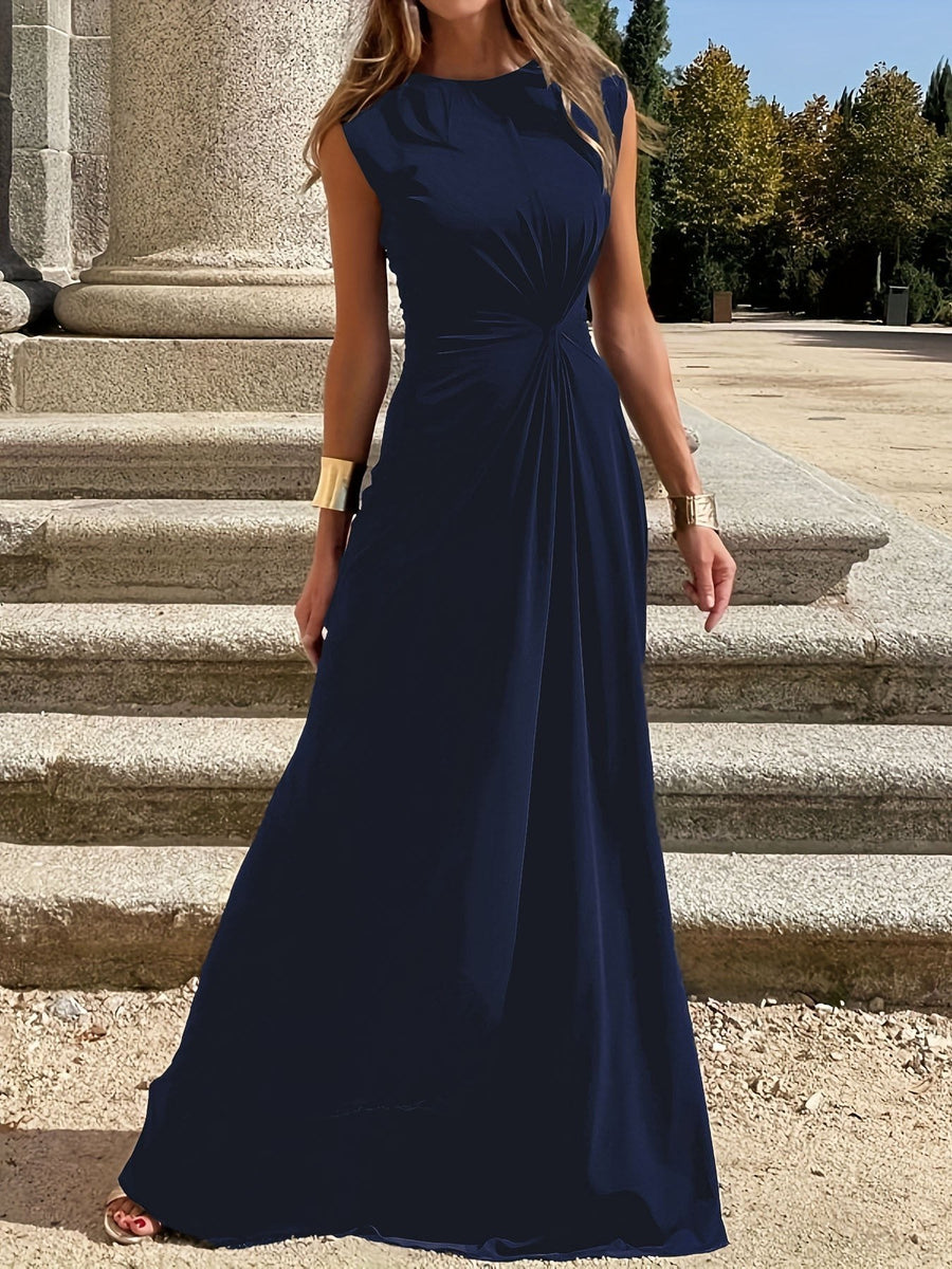 Odelina | Women's Wrap Elegant Maxi Dress in Dark Blue