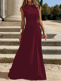 Odelina | Women's Wrap Elegant Maxi Dress in Wine Red