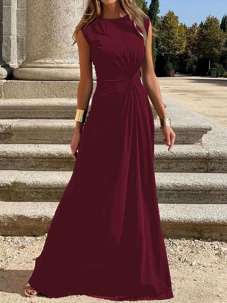 Odelina | Women's Wrap Elegant Maxi Dress in Wine Red
