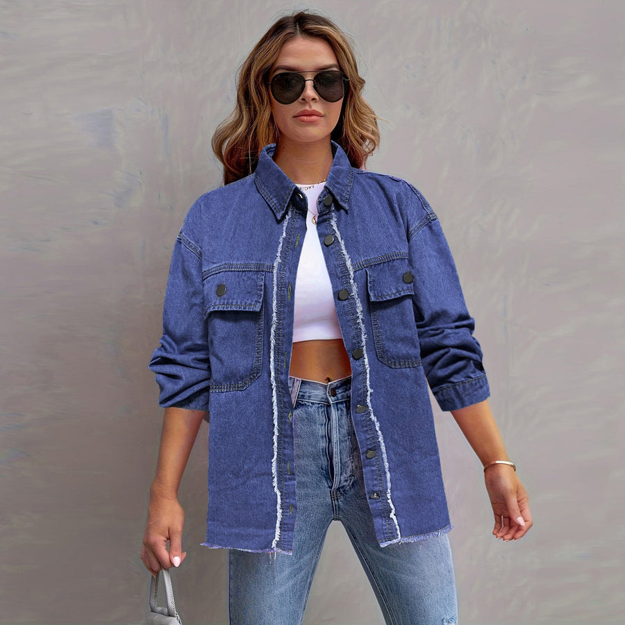 Odette | Women's Pockets Casual Denim Jacket in Blue