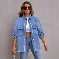 Odette | Women's Pockets Casual Denim Jacket in Light Blue