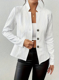 Odile | Women's Button Front Structured Design Blazer in White