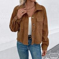 Odoline | Women's Textured Pockets Jacket in Brown