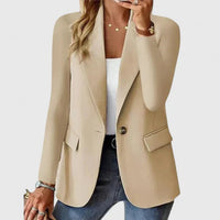 Ofelia | Women's Lapel Single Button Blazer in Beige