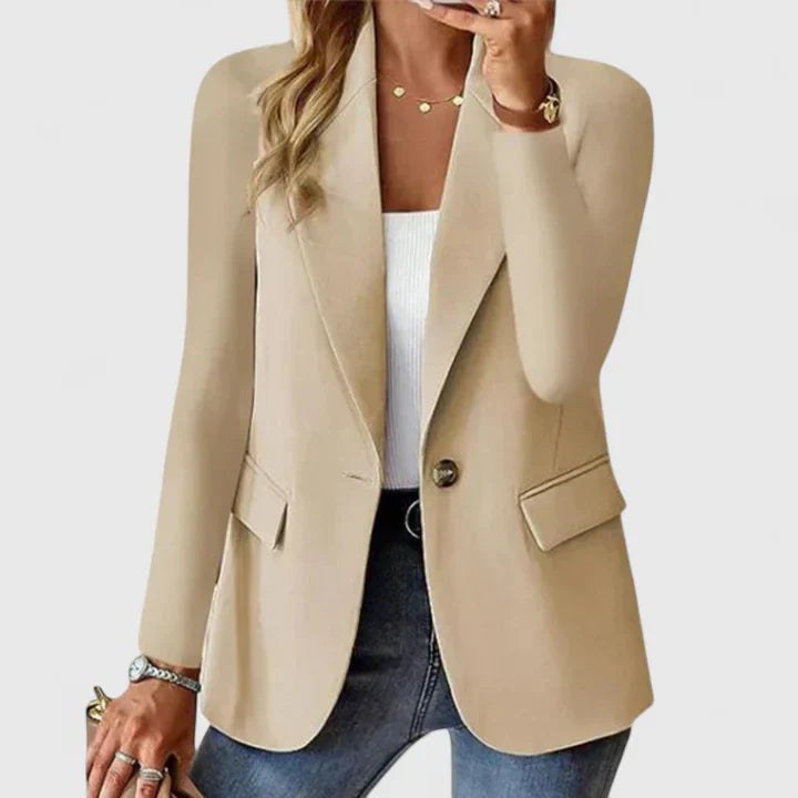 Ofelia | Women's Lapel Single Button Blazer in Beige