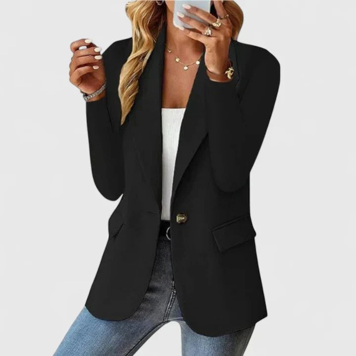 Ofelia | Women's Lapel Single Button Blazer in Black