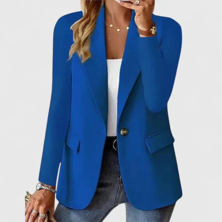 Ofelia | Women's Lapel Single Button Blazer in Blue