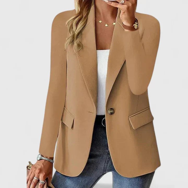 Ofelia | Women's Lapel Single Button Blazer in Brown