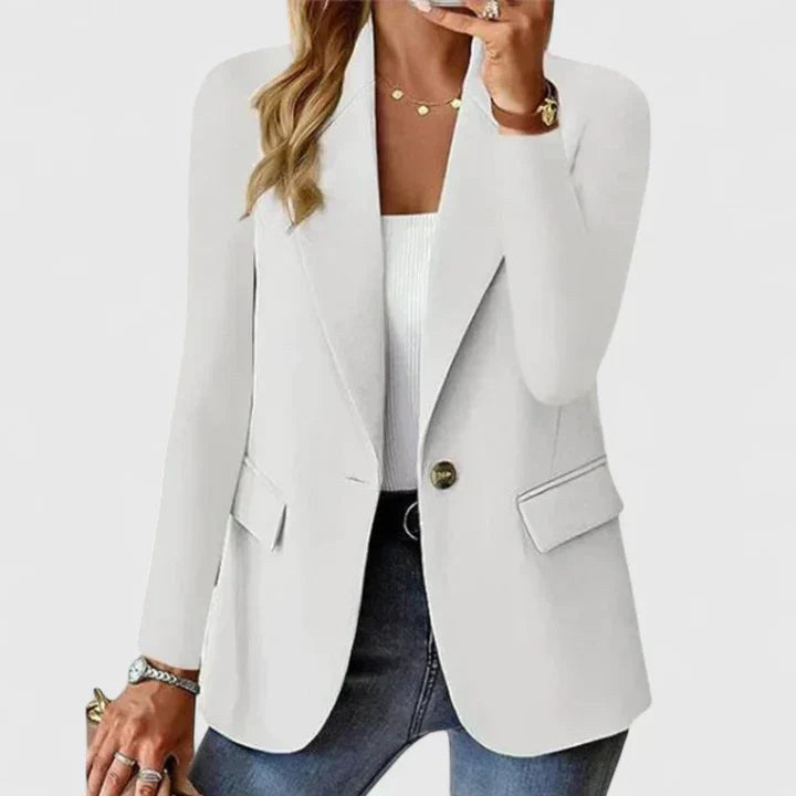 Ofelia | Women's Lapel Single Button Blazer in White
