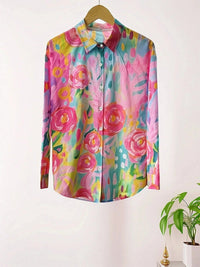 Olive | Women's Abstract Print Button Front Blouse