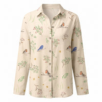 Olivette | Women's Abstract Print Split Neck Blouse