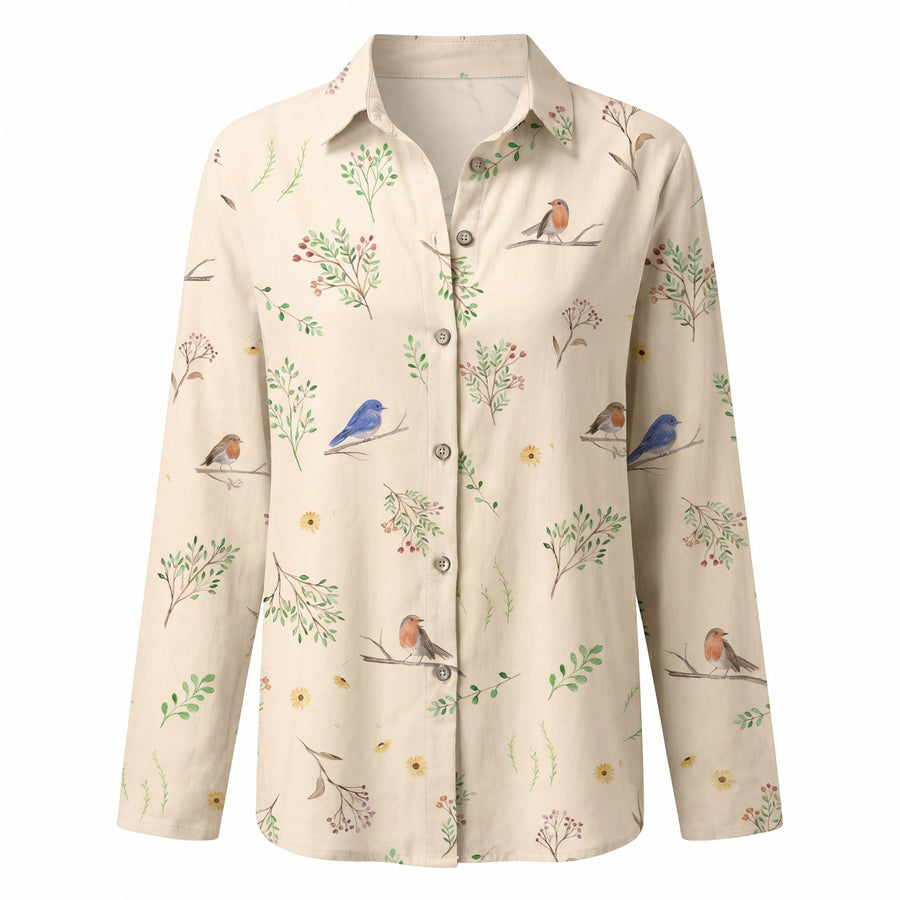 Olivette | Women's Abstract Print Split Neck Blouse