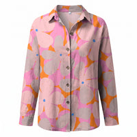 Olivette | Women's Abstract Print Split Neck Blouse