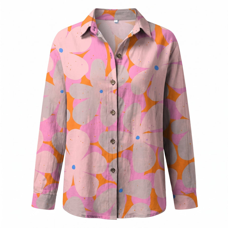 Olivette | Women's Abstract Print Split Neck Blouse