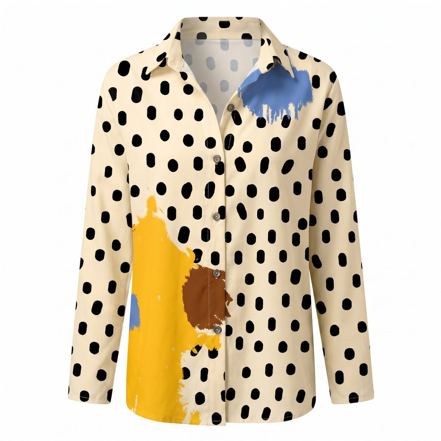 Olivette | Women's Abstract Print Split Neck Blouse