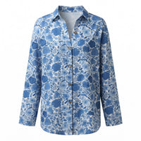 Olivette | Women's Abstract Print Split Neck Blouse