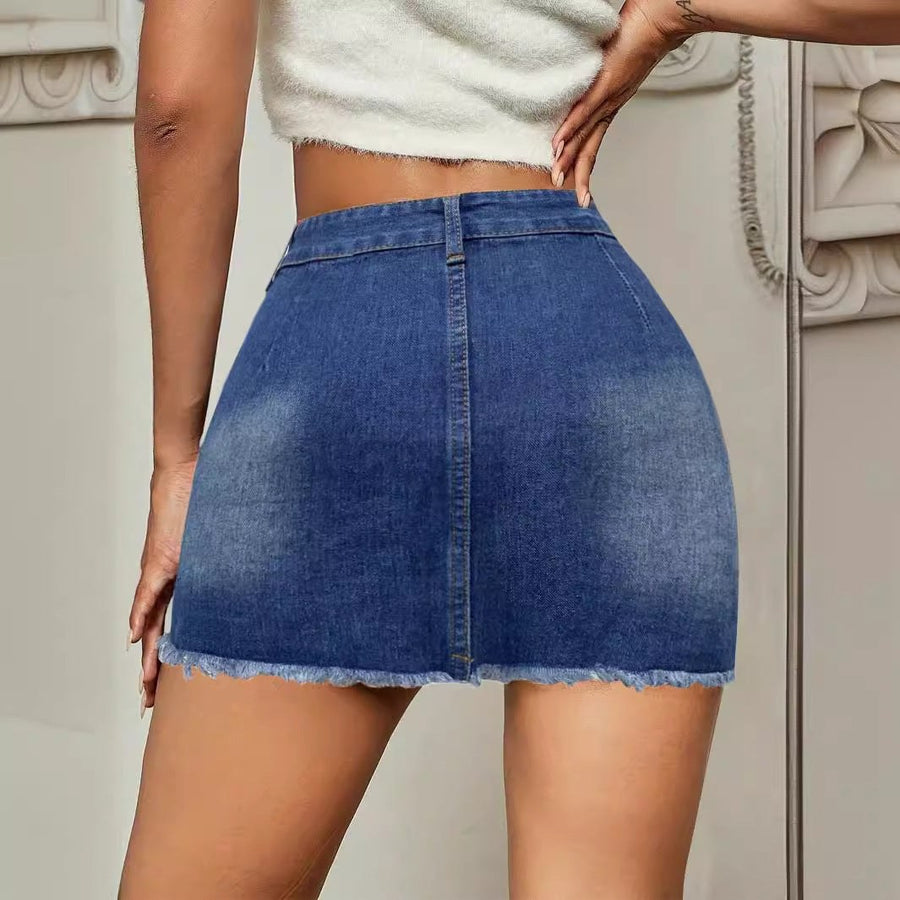 Olivette | Women's Fringe Jeans in Blue