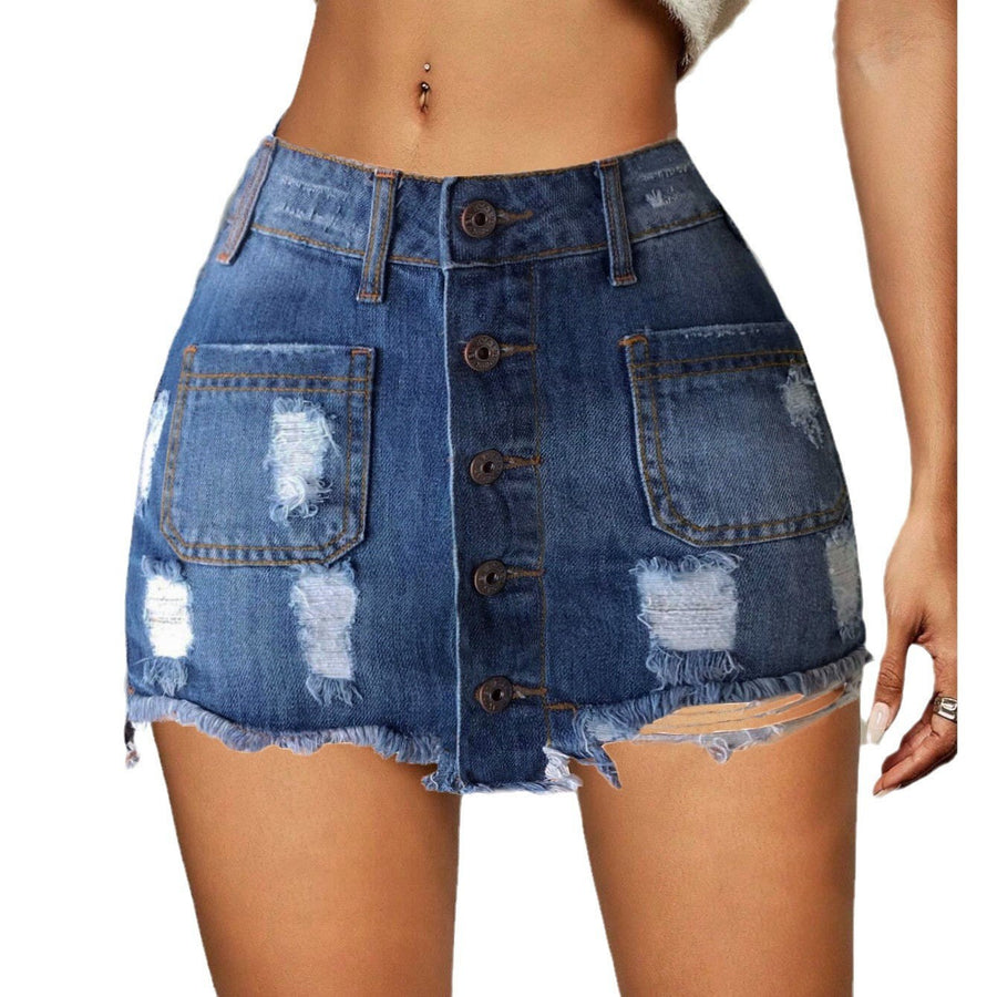 Olivette | Women's Fringe Jeans in Blue