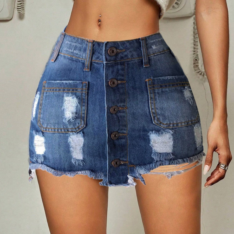 Olivette | Women's Fringe Jeans in Blue