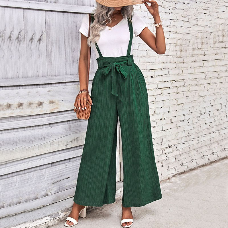 Olwyn | Women's Drawstring Elegant Jumpsuit in Pine Green