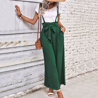 Olwyn | Women's Drawstring Elegant Jumpsuit in Pine Green