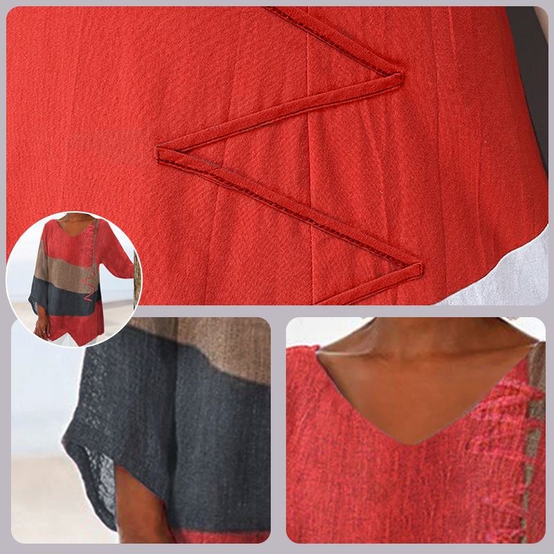 Olympia | Women's Block V-Neck Blouse