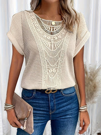 Ophelie | Women's Decorative Crochet-Style Blouse in Beige
