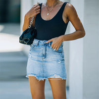 Ophelie | Women's Fringe Casual Jeans in Denim Blue