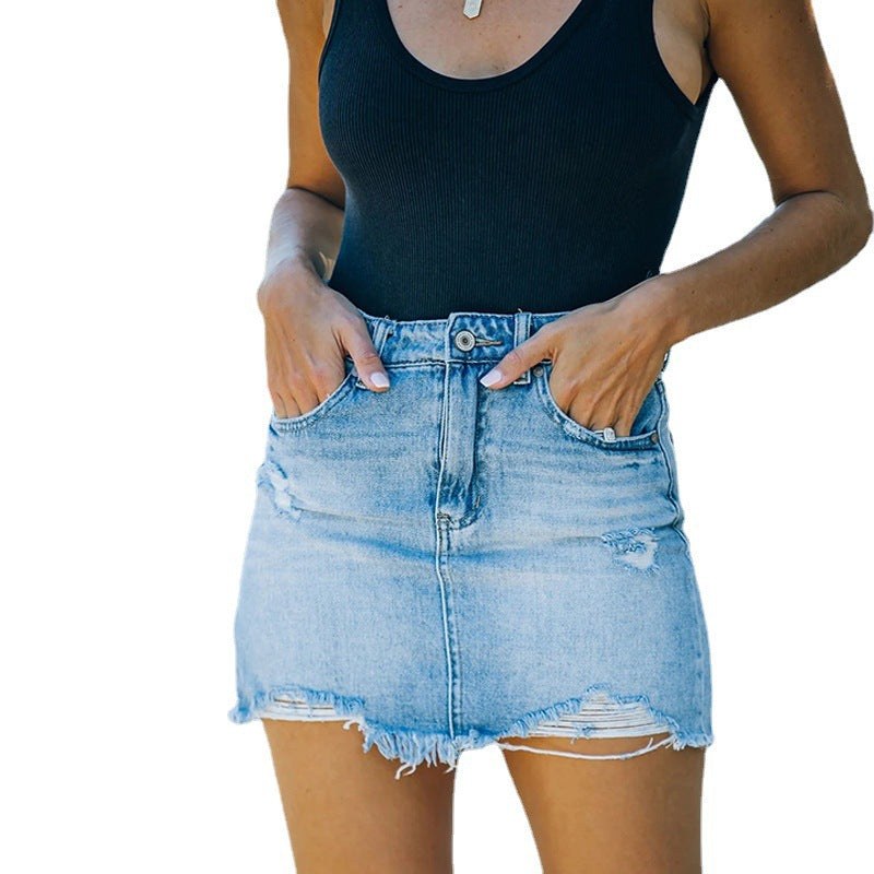 Ophelie | Women's Fringe Casual Jeans in Denim Blue