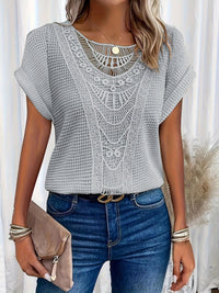 Ophelie | Women's Decorative Crochet-Style Blouse in Gray