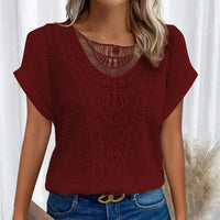 Ophelie | Women's Decorative Crochet-Style Blouse in Red