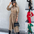 Oriana | Women's Tie Belt Slit Belted Shirt Dress