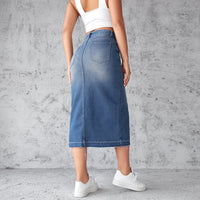 Oriana | Women's Fringe Slit Jeans in Blue