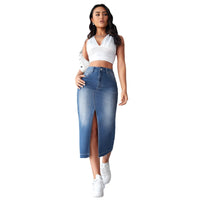 Oriana | Women's Fringe Slit Jeans in Blue