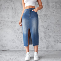 Oriana | Women's Fringe Slit Jeans in Blue