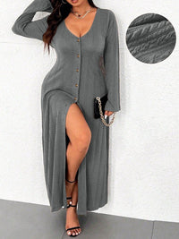 Oriande | Women's Slit Maxi Dress in Gray