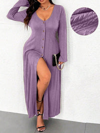 Oriande | Women's Slit Maxi Dress in Purple