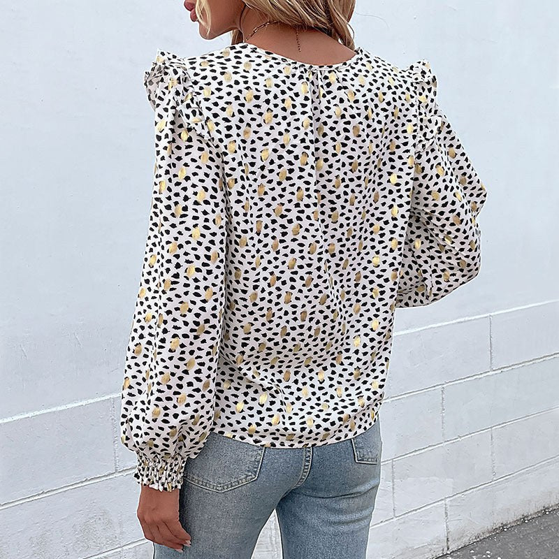 Oriane | Women's Ruffle Detail Elegant Blouse in White