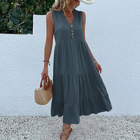 Orietta | Women's Voluminous Maxi Dress in Dark Gray