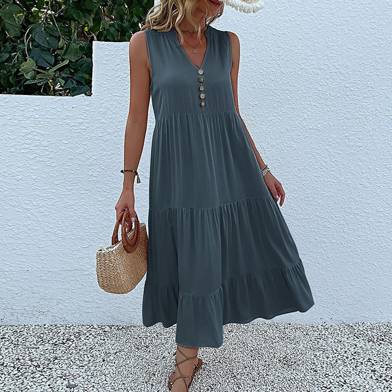 Orietta | Women's Voluminous Maxi Dress in Dark Gray