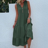 Orietta | Women's Voluminous Maxi Dress in Green