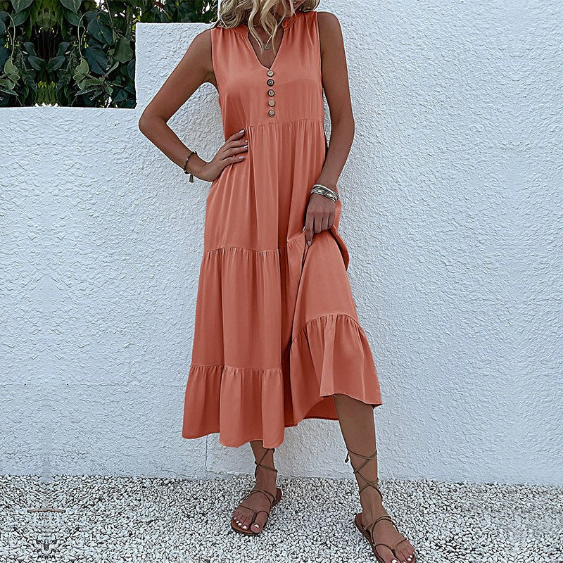 Orietta | Women's Voluminous Maxi Dress in Orange