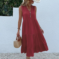 Orietta | Women's Voluminous Maxi Dress in Wine Red